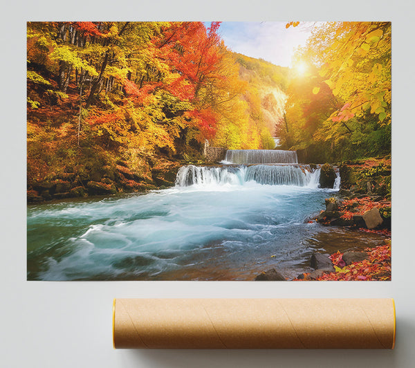 Golden Autumn Cascade. Giclee Print