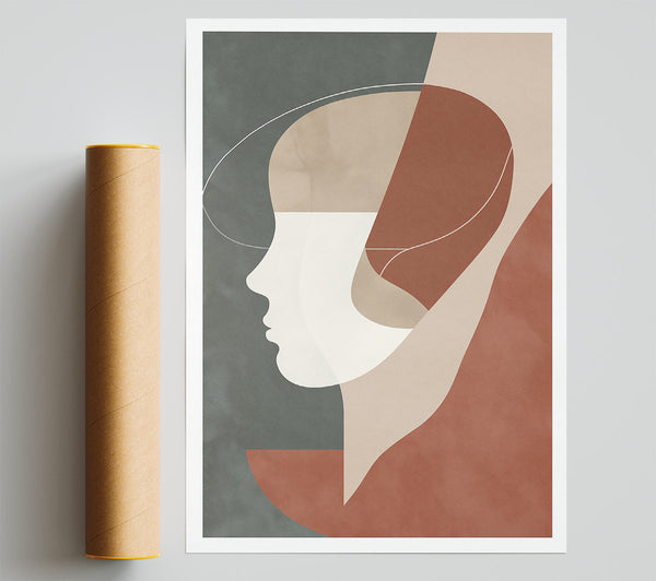 Rust-Colored Abstract Portrait Poster
