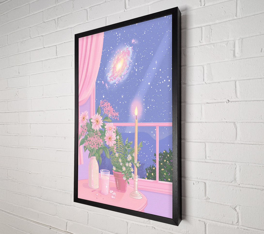  A Canvas Print of Pink Night Sky Window Canvas Print