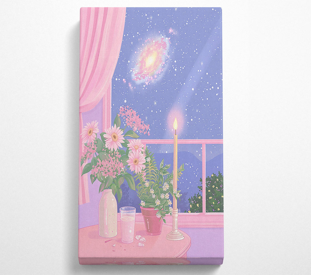  A Canvas Print of Pink Night Sky Window Canvas Print