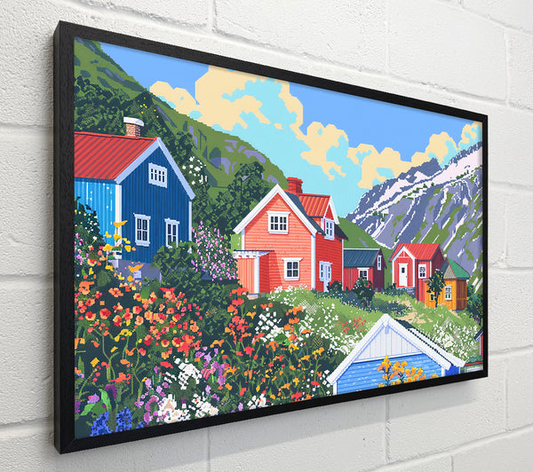 Pink Houses By The Fjord
