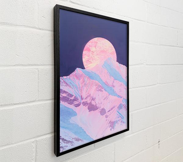 Pink Moon Over Mountains
