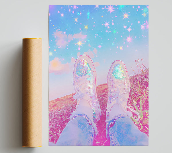 Pink Glitter Sky Poster