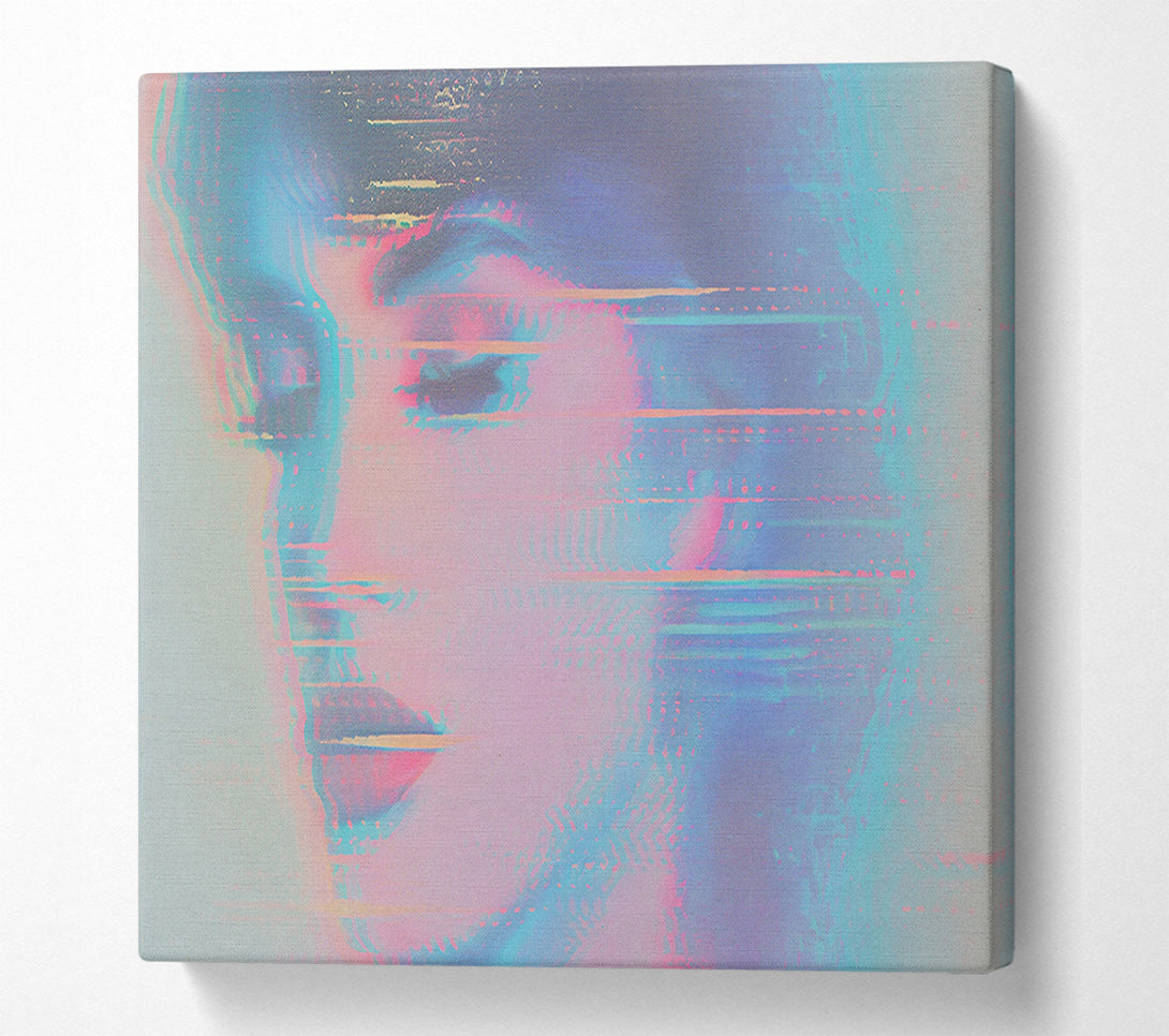  A Canvas Print of Blue Glitch Portrait Canvas Print