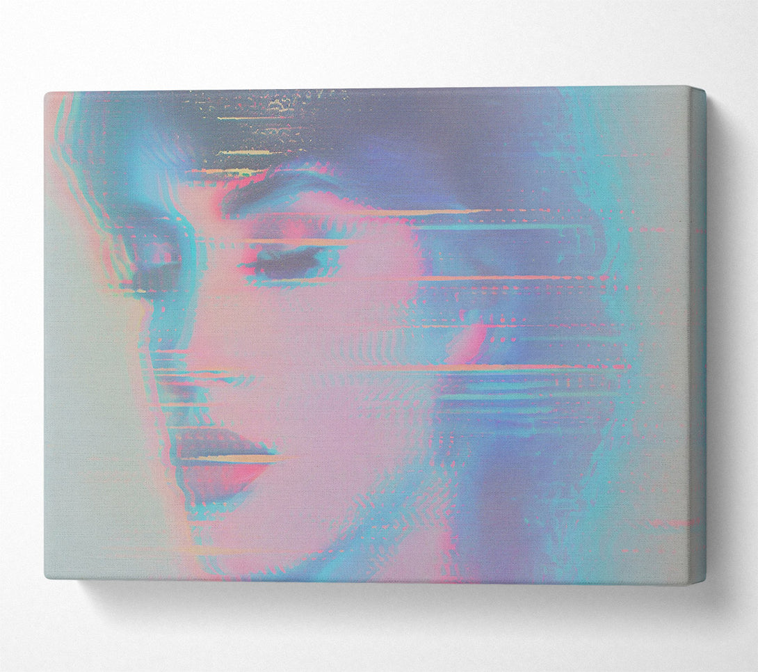  A Canvas Print of Blue Glitch Portrait Canvas Print