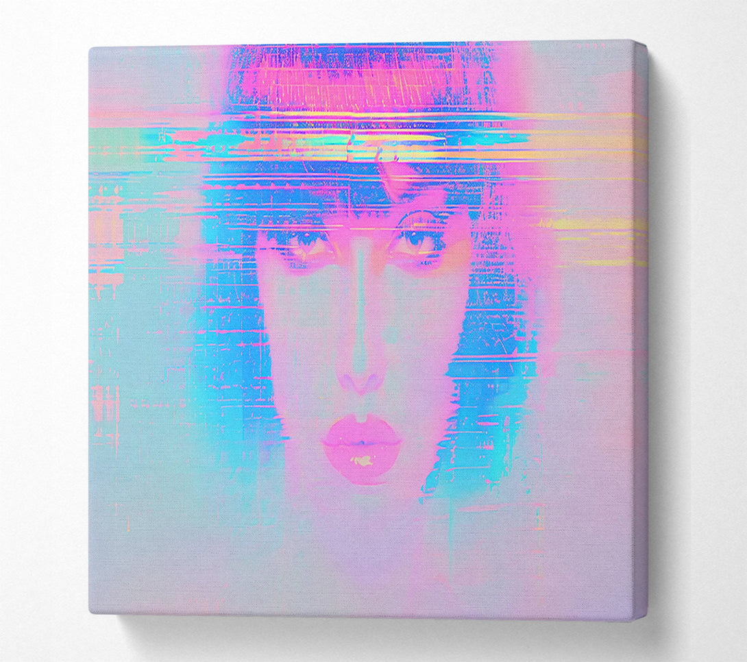  A Canvas Print of Pink Digital Glitch Canvas Art