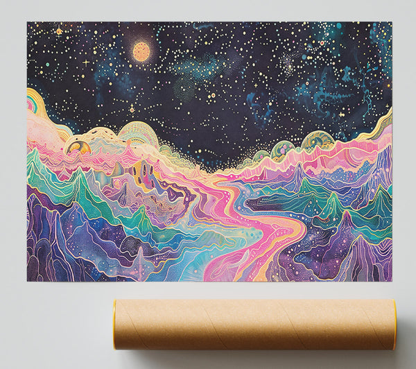 Pink Cosmic River Poster