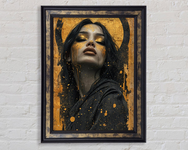 Gold And Walnut Lady Framed Print