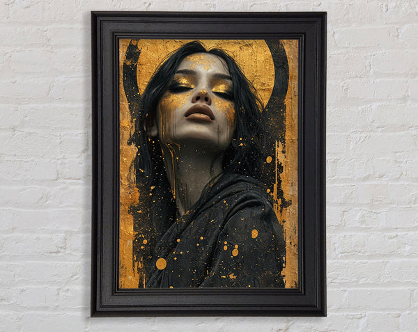 Gold And Black Lady Framed Print