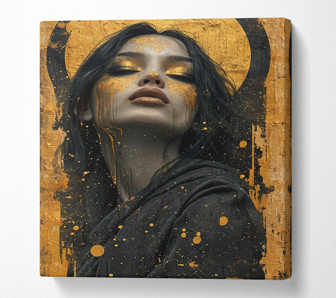  A Canvas Print of Gold And Black Lady Canvas Wall Art