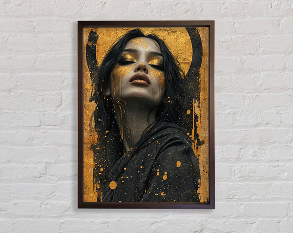 Gold And Walnut Lady Framed Print