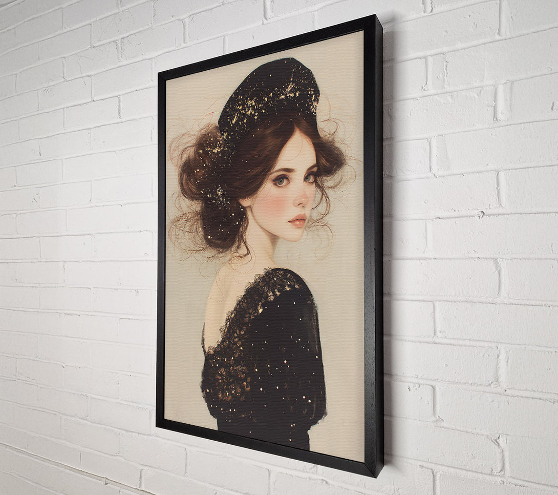  A Canvas Print of Black Lace And Stars Canvas Art