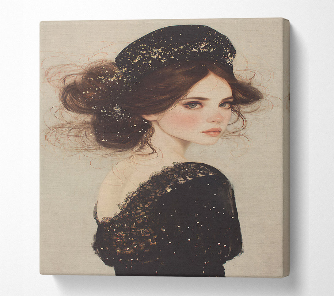  A Canvas Print of Black Lace And Stars Canvas Art