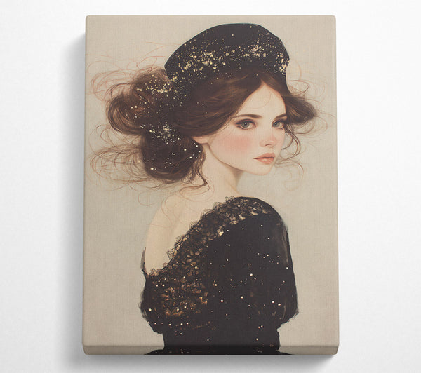  A Canvas Print of Black Lace And Stars Canvas Art