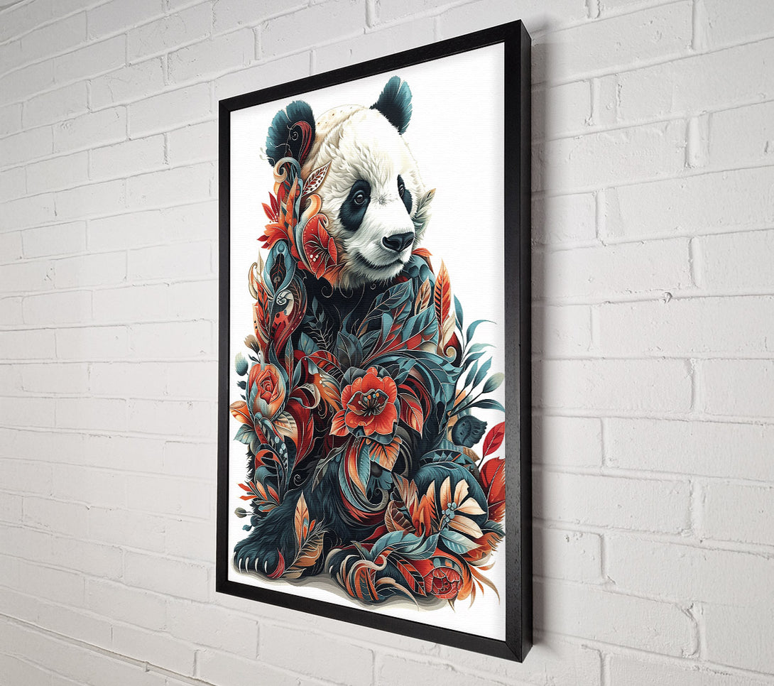  A Canvas Print of Teal Panda Bloom Canvas Wall Art