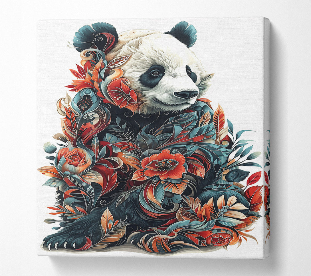  A Canvas Print of Teal Panda Bloom Canvas Wall Art