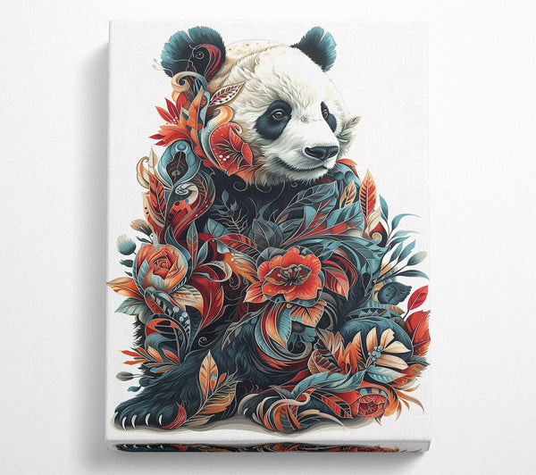  A Canvas Print of Teal Panda Bloom Canvas Wall Art