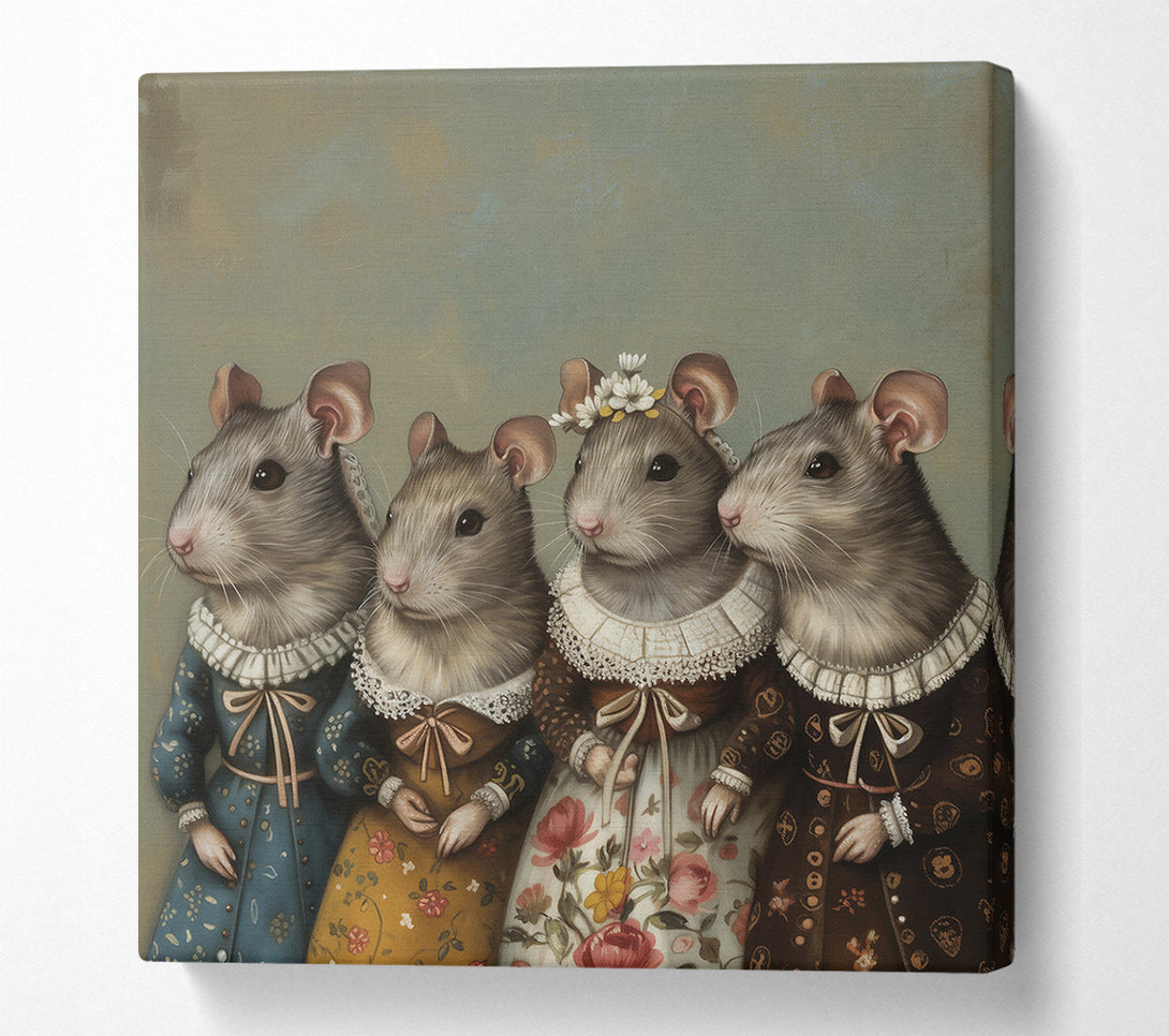  A Canvas Print of The Blue And Beige Mice Canvas Print