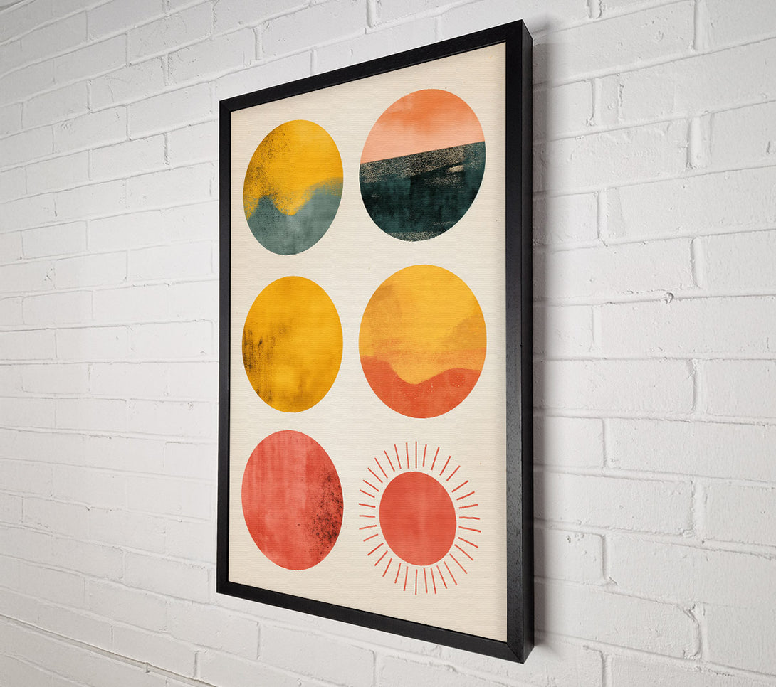  A Canvas Print of Red Sunburst Circles Canvas Wall Art