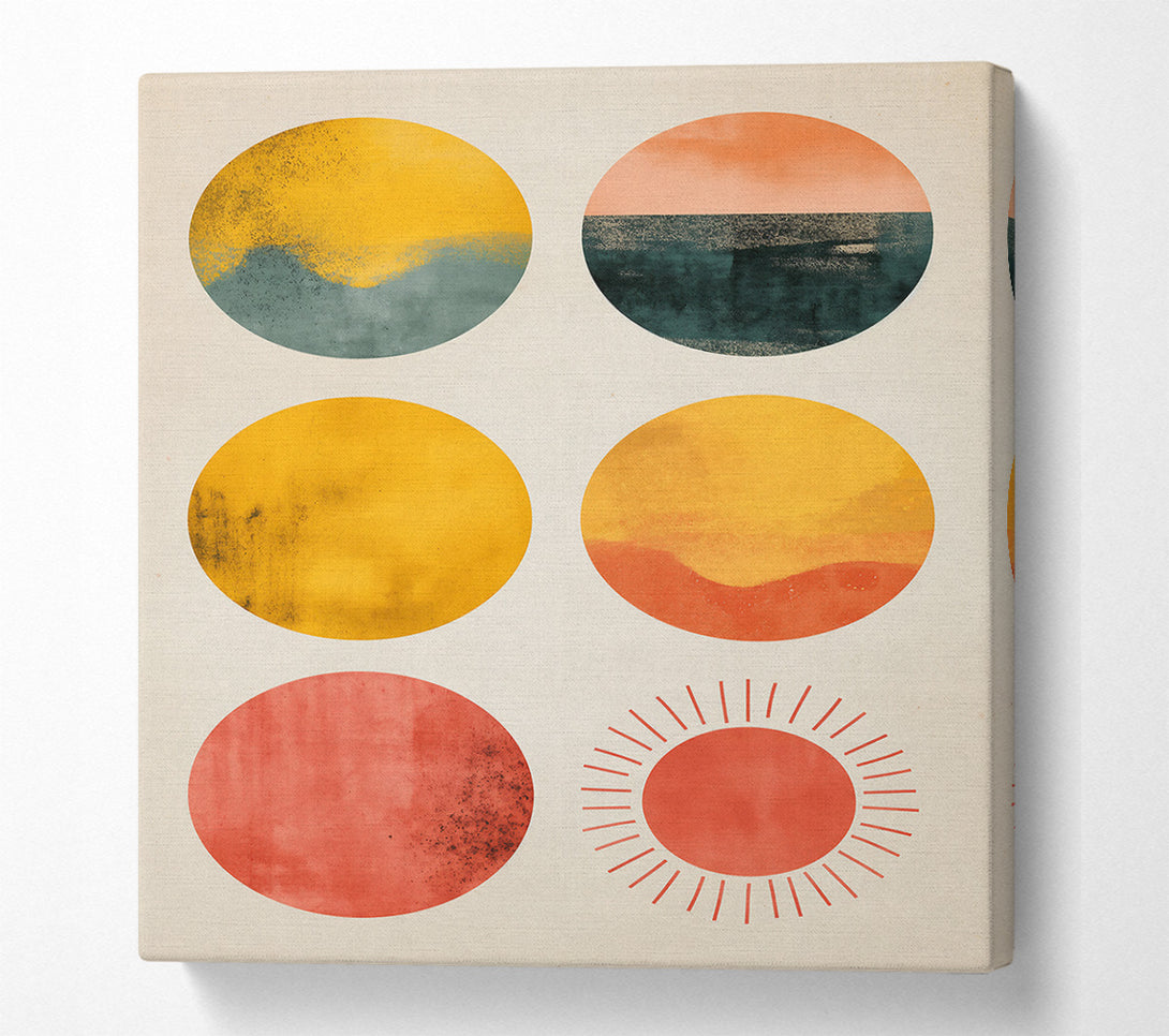  A Canvas Print of Red Sunburst Circles Canvas Wall Art