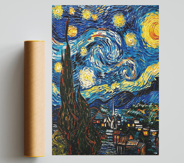 Blue Night Swirls Poster