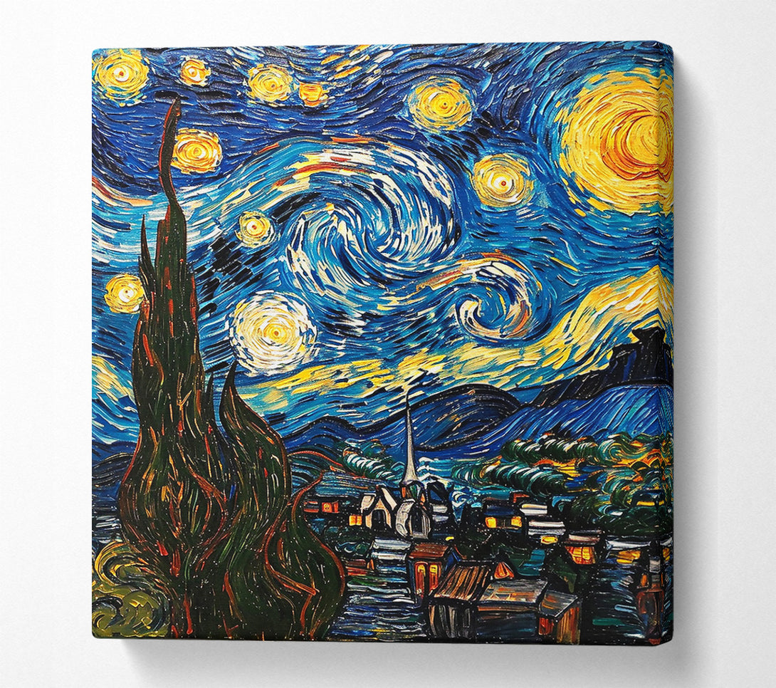 A Canvas Print of Blue Night Swirls Canvas Art
