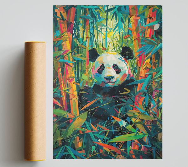 Orange Panda In Green Poster