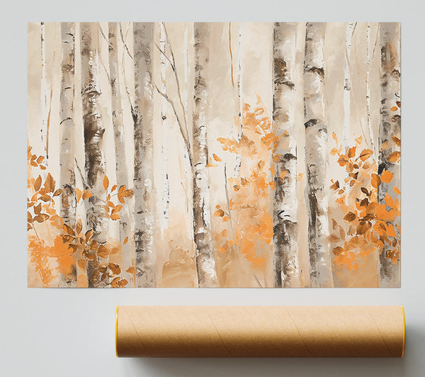Orange Grove Birch Trees Print