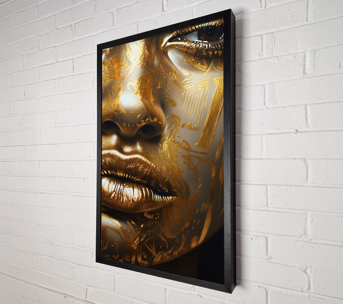  A Canvas Print of Gold Face Close Up Canvas Wall Art
