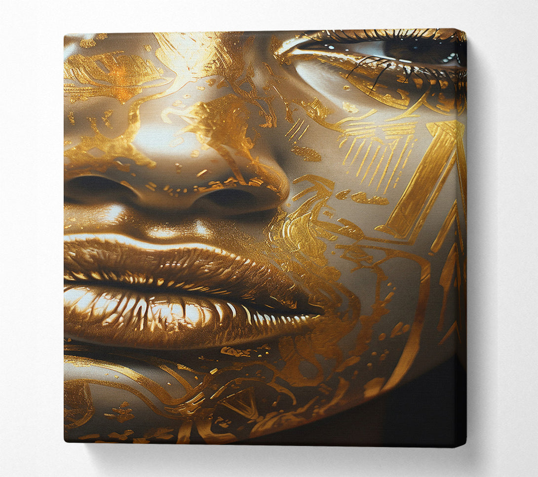  A Canvas Print of Gold Face Close Up Canvas Wall Art