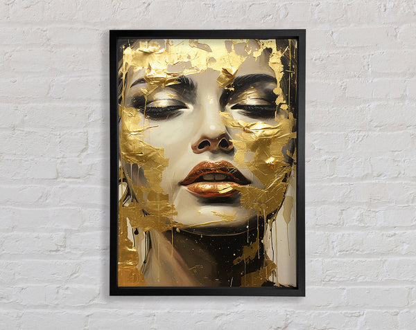 Gold Face Woman Framed Print
