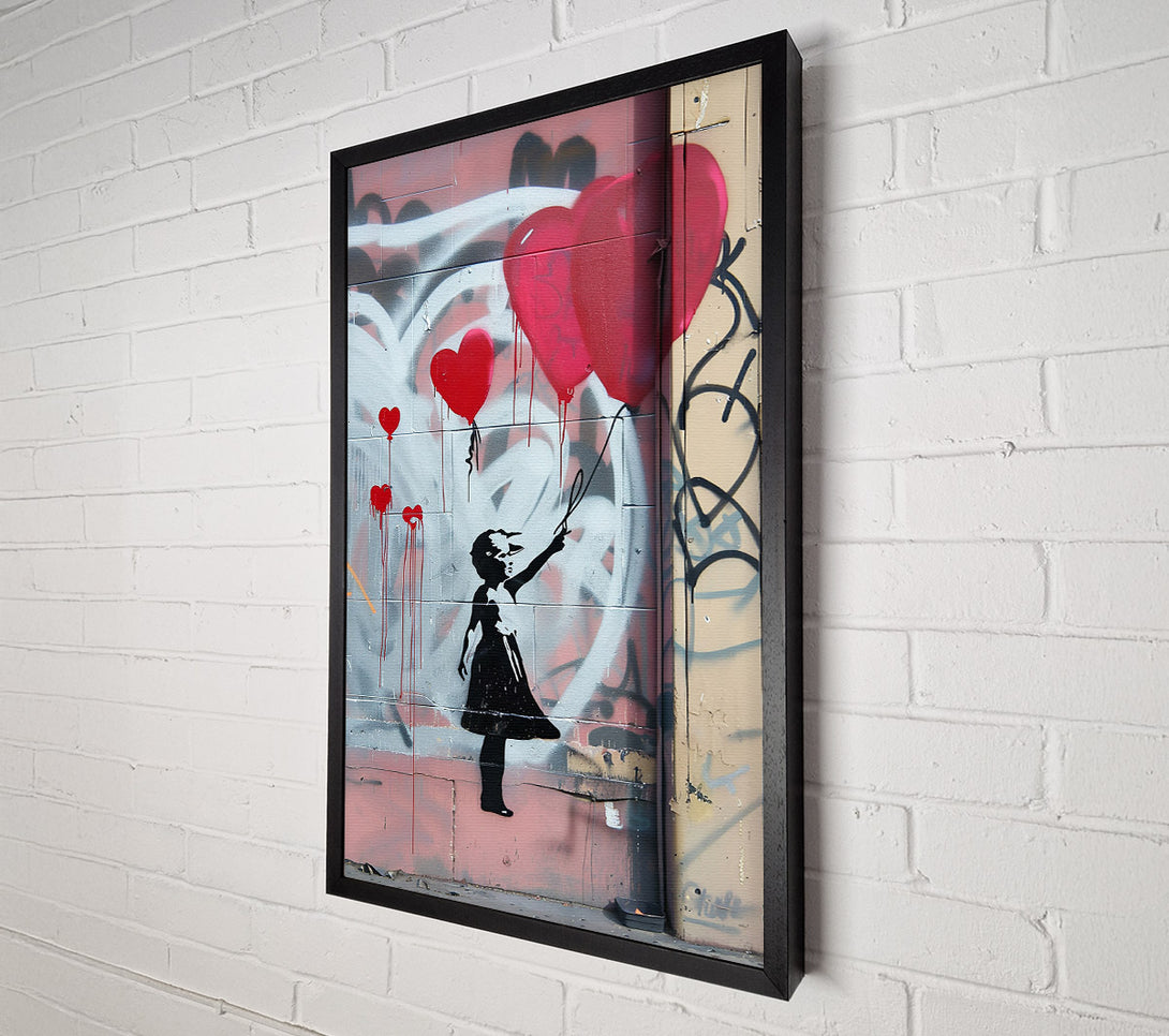  A Canvas Print of Banksy Pink Balloon Girl Canvas Wall Art