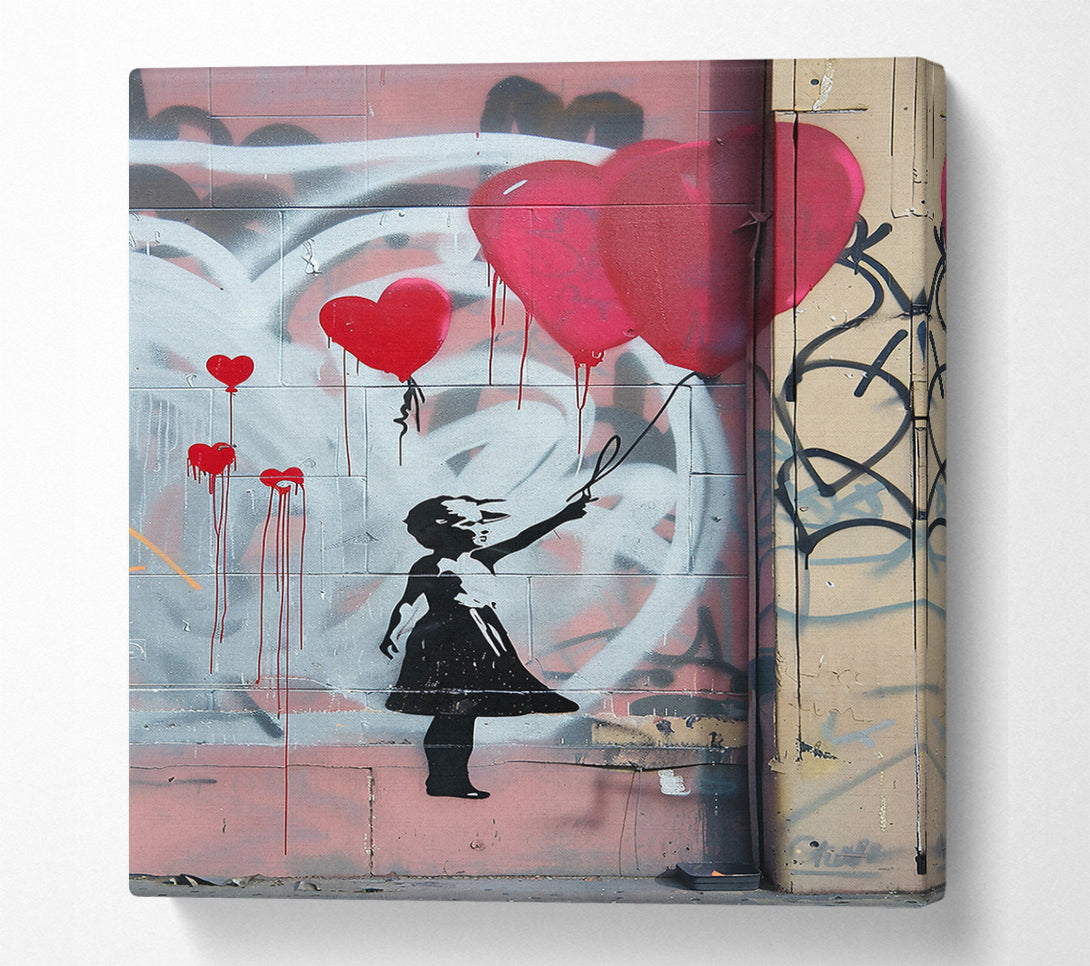  A Canvas Print of Banksy Pink Balloon Girl Canvas Wall Art