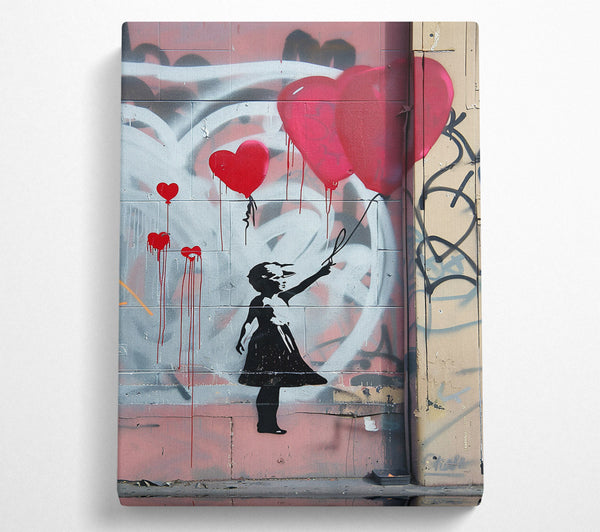  A Canvas Print of Banksy Pink Balloon Girl Canvas Wall Art