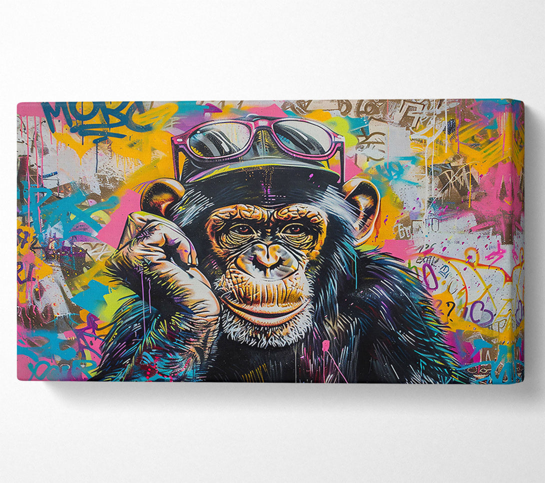  A Canvas Print of Pink Chimp Street Art Canvas Art
