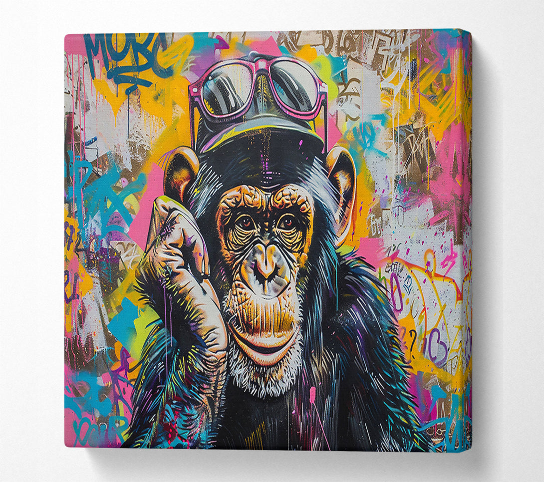  A Canvas Print of Pink Chimp Street Art Canvas Art