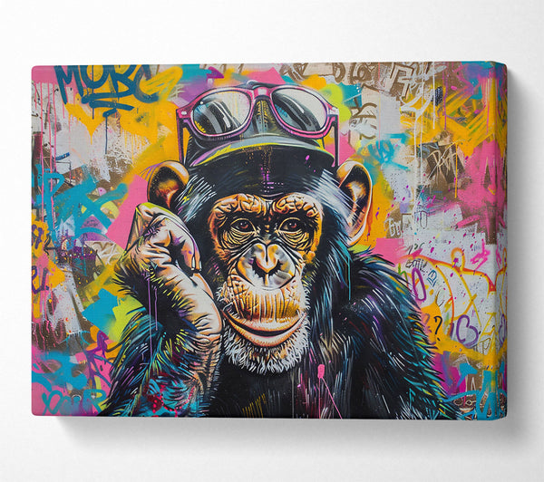  A Canvas Print of Pink Chimp Street Art Canvas Art