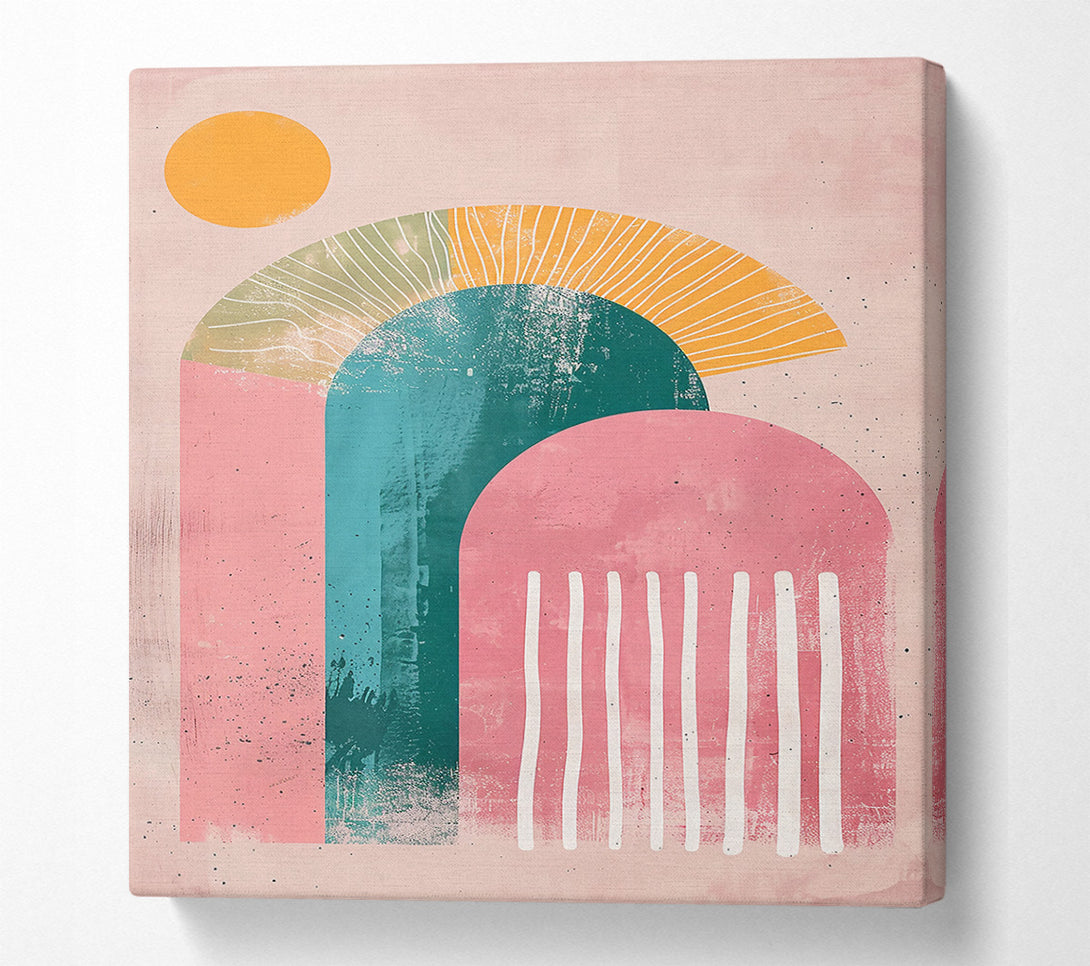  A Canvas Print of Teal & Pink Abstract Canvas Wall Art