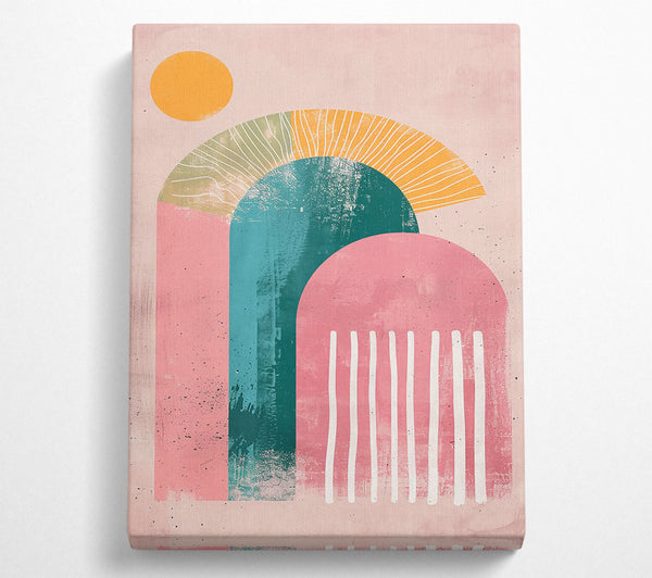  A Canvas Print of Teal & Pink Abstract Canvas Wall Art