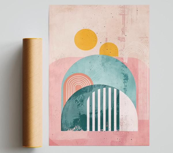 Pink And Teal Abstract Giclee Print
