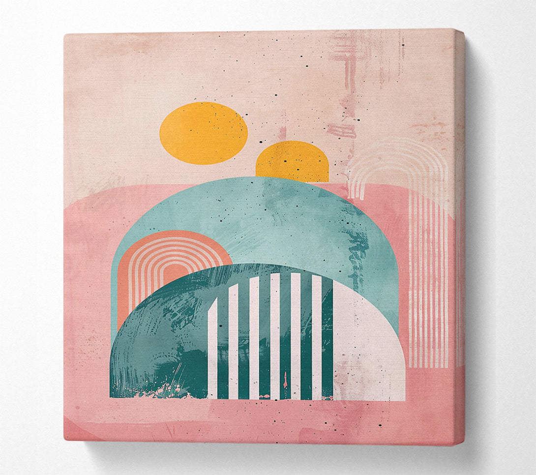  A Canvas Print of Pink And Teal Abstract Canvas Art