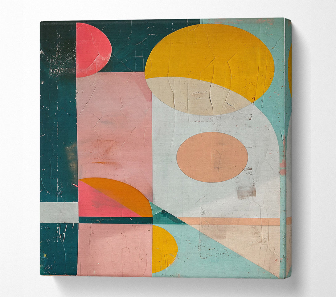  A Canvas Print of Peach And Teal Geometry Canvas Wall Art