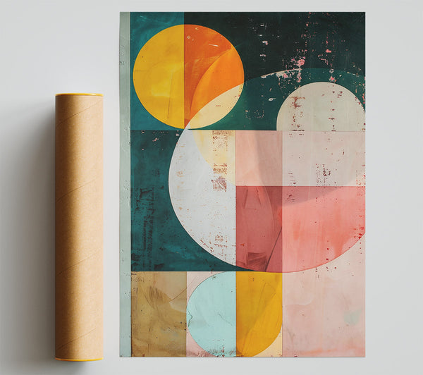 Teal Geometric Symphony Print