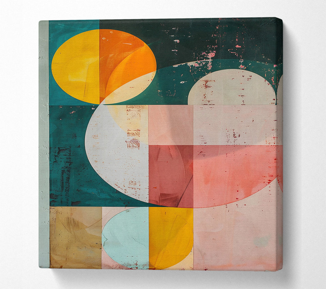  A Canvas Print of Teal Geometric Symphony Canvas Print