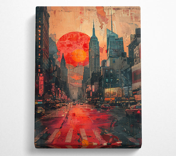  A Canvas Print of Crimson Cityscape Dreams Canvas Wall Art