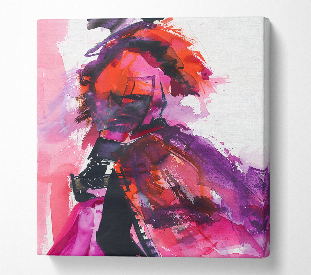  A Canvas Print of Crimson Figure In Motion Canvas Art