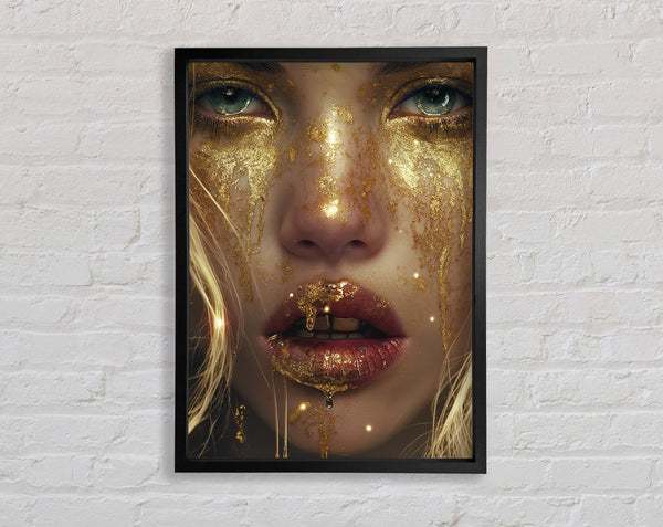 Gold Leaf Face Girl Framed Print