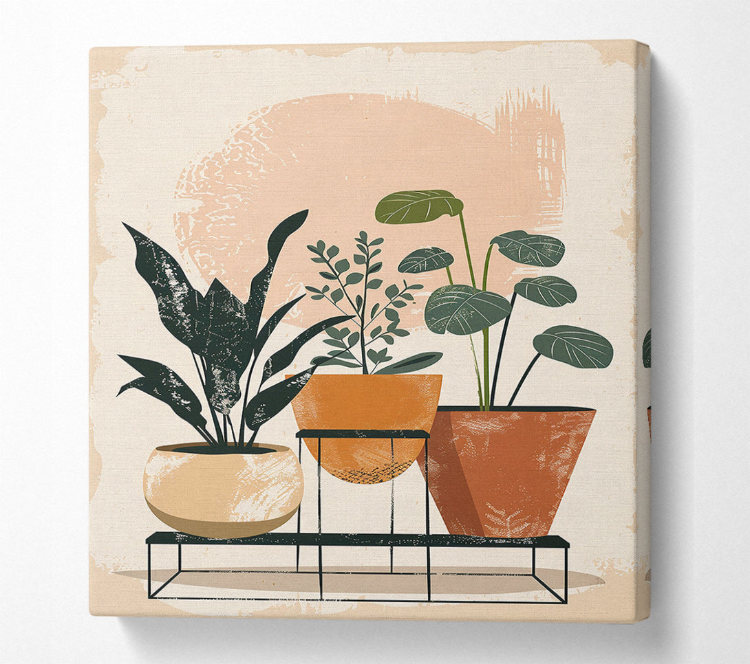  A Canvas Print of Peach Plant Stand Canvas Wall Art
