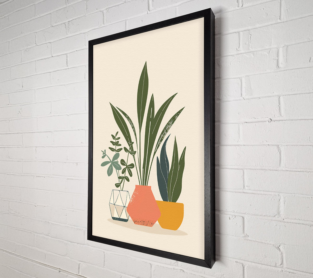  A Canvas Print of Coral Potted Plants Canvas Print