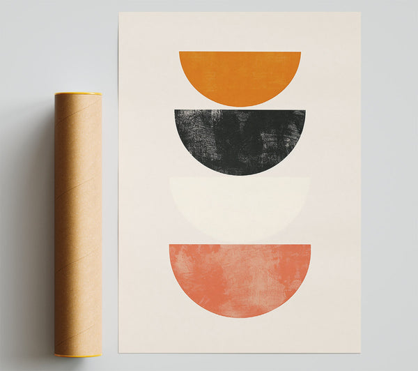 Coral Semicircle Abstract Print
